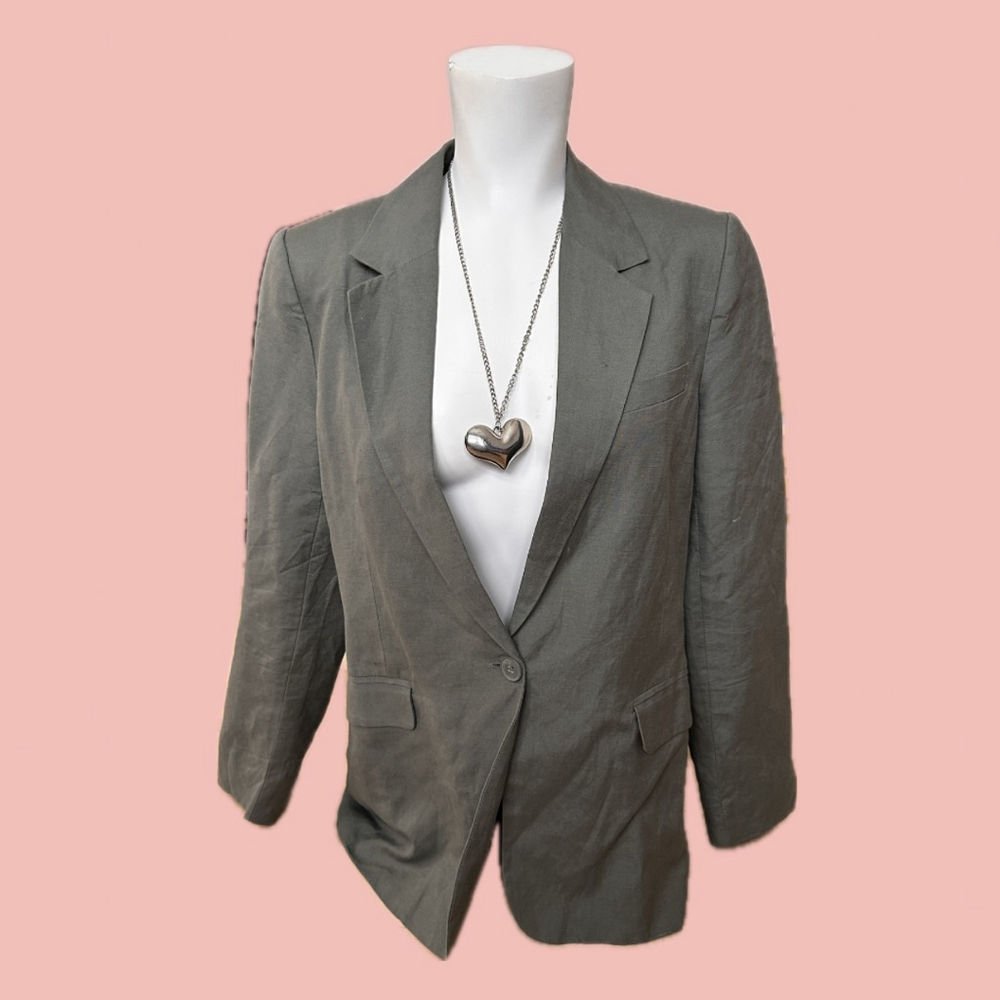 🧡 2 for 10$ Dynamite Linen Blazer Grey Tailored Fit Size M – Soft Lightweight